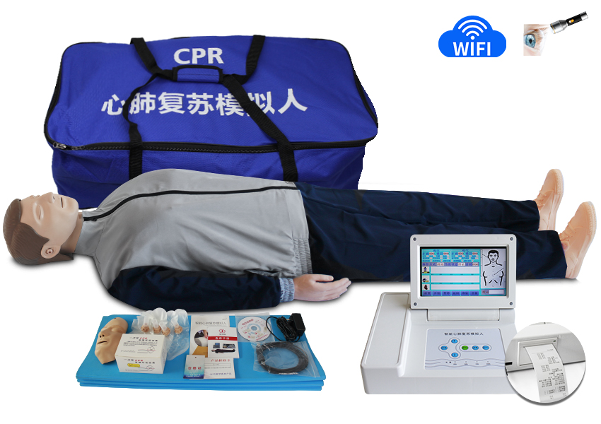 全身8寸触控屏控制器心肺复苏模拟人-无线连接-对光眼球功能